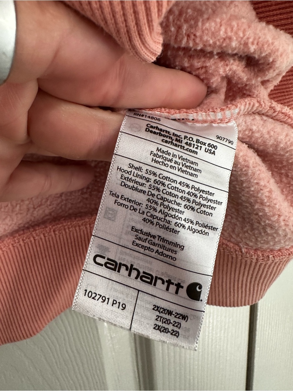 Carhartt Clarksburg Logo Sweatshirt Hoodie in Coral‎ Size 2X VGUC - Picture 5 of 7